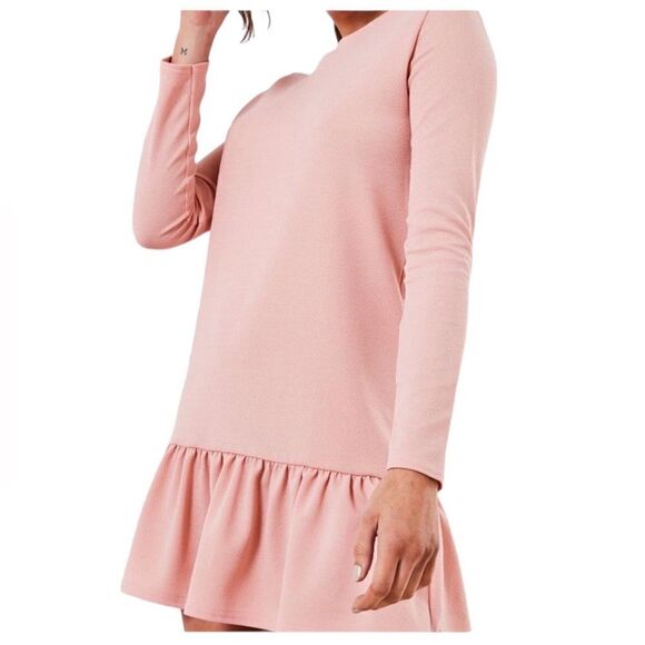 NWT MISSGUIDED PINK SMOCK DROP HEM DRESS WOMENS SIZE 4 *Very cute! - Picture 5 of 8